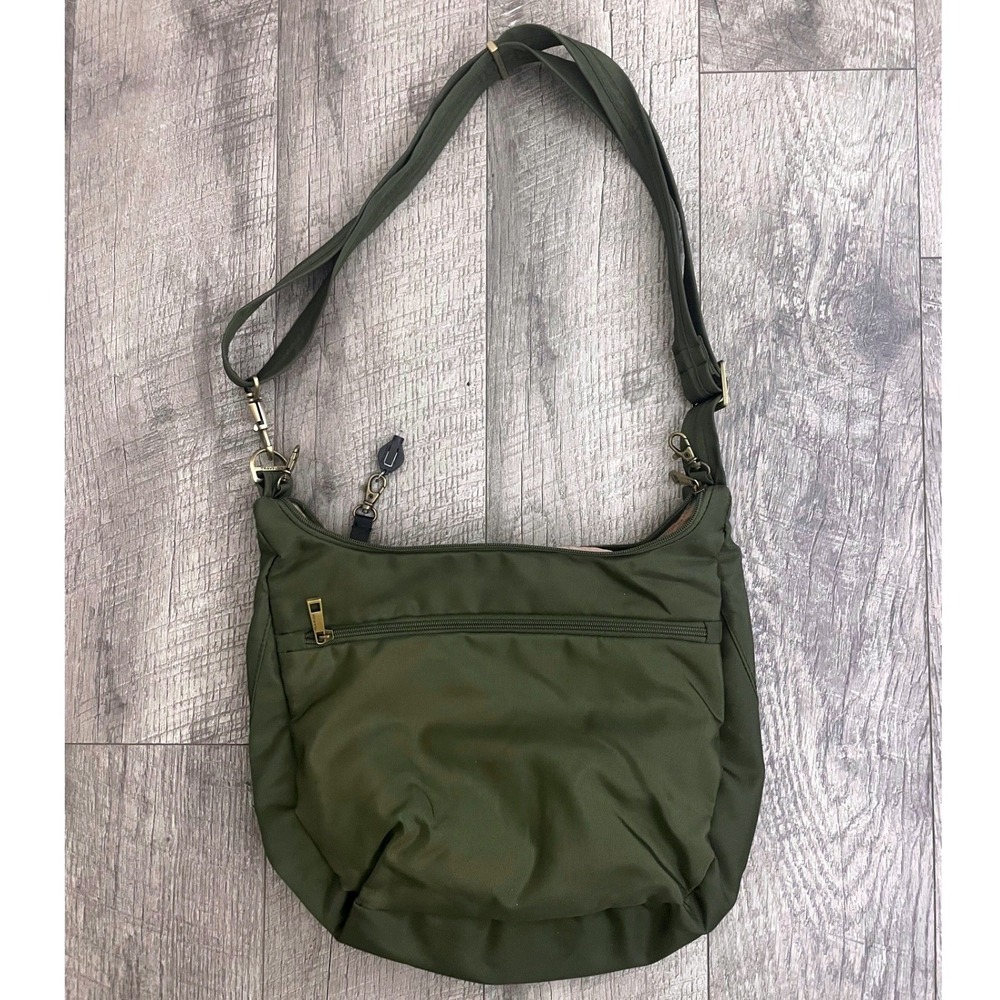 Travelon Anti-Theft Classic Hobo Bag Olive Green RFID Blocking Crossbody Purse - Picture 4 of 7